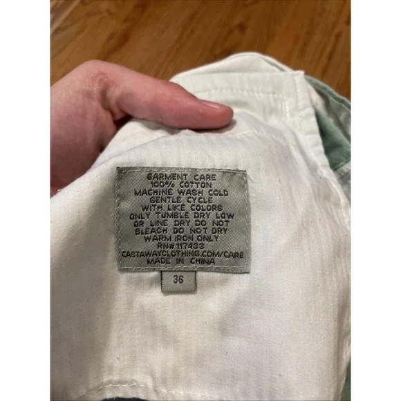 Castaway Nantucket Island Men's Beach Shorts Solid Green 100% Cotton Size 36 - Picture 5 of 7